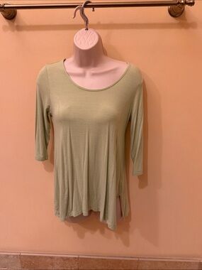 Soft Surroundings Women's Scoop Neck 3/4 Sleeve Tunic Top - Light Green  XSP